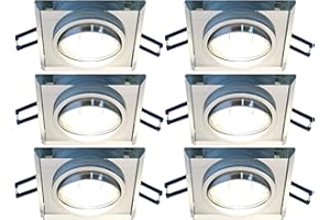 ‎TRANGO Trango 6er Set Design LED Einbaustrahler 6729S-06MOCOBSD inkl. 6x 3 Stufen dimmbar 5 Watt LED Modul Ultra flach Einbauspots Einbauleuchten, Deckenstrahler, Deckenleuchte aus Kristall Glas & Alu