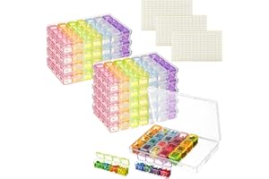 Tosnail Lot de 12 boîtes de rangement en plastique avec 28 compartiments pour loisirs créatifs, 588 autocollants – Idéal pour la couture, les perles, les strass, les bijoux, la broderie