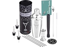 PAPUYA Cocktail Shaker Set Barman Professionale 750ml Acciaio Inox Completo Kit Accessori ebook cocktails Martini Gin Tonic Mojito Party Feste Aperitivo Bar Bartender e come Regalo Uomo Donna 2023