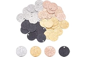 UNICRAFTALE 40 pièces 4 Couleurs Pendentifs Ronds Plats Placage Ionique (IP) Breloques en Acier Inoxydable 1.5mm Petit Trou Pendentifs pour la Fabrication de Colliers de Bijoux à Bricoler Soi-Même