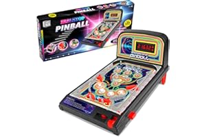 abeec Juego de pinball de mesa con luces LED y efectos de sonido, máquina de pinball interactiva para niños y adultos, a partir de 5 años, juego de arcade portátil y divertido