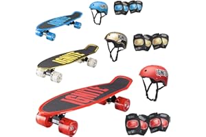 TANGO INNOVATIONS Penny Board Skateboard For Kids Ages 4-6 & 6-12 | Complete Kids Mini Cruiser Set | Includes Helmet, Knee & Elbow Pads | Girls & Boys Skateboard | Adult & Teen Skateboard