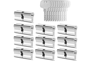 GERCAR 10x cilindro de cerradura/ cerradura de barril para puerta 35/35 – 70 mm – 10x cerradura de puerta/cilindro de cierre uniforme con 50 llaves – Longitud: 70 mm A: 35 B: 35