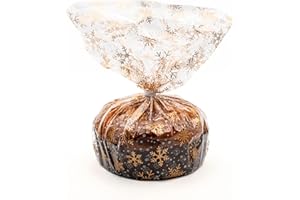 Italpak Sacchetti Trasparenti per Alimenti 'Dolceneve', Buste Panettone, Dolci, Torte, Regali, Sacchettini Natalizi, Polypropylene, Oro/Bianco, 35x50 cm, 50 unità