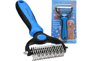 FurGroom Undercoat Rake Dog Cat - Reduce Shedding by 95% - Double Sided Deshedding Tool for Dogs and Cats, Undercoat Brush Cat, Dematting Comb Tool