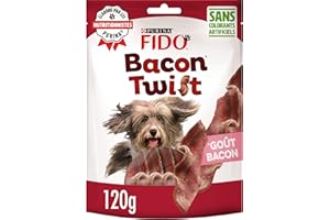 FIDO | BACON TWIST | Friandises | Chien Adulte | Riches en Protéines, Oméga 3 & 6, en Vitamines B et Antioxydants | Goût Bacon | Produit en France |Sachet | Lot de 6 x 120g