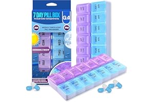 G4GADGET 7 Day Pill Box Organiser – Weekly 2 Times a Day AM/PM Medication Organizer with 14 Dual-Colour Compartments, Travel Pill Case for Vitamins, Tablets & Supplements – Easy Open Pill Dispenser