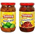 Navrang Homemade Combo of Shahi Mango Pickle, Aam ka Achar and Banarsi Stuffed Red Chili Pickle, lal mirch mirchi ka Bharwa Indian achar Less Oil Ghar sa Swad with Indian Taste (800)