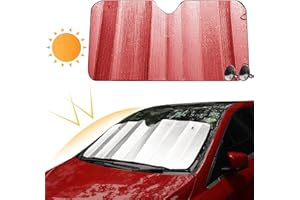 HICAS Car Windscreen Sun shade Car Window Covers Blackout Windscreen Cover Internal Car Screen Sun Shades Windscreen Sunshade Sun Visor Keep Car,Van Or Auto Cool From The Summer Sun 55.1 x 27.6 inch Red