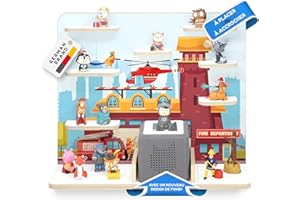 stadtecken étagère en Bois I Convient pour la Toniebox et Tonies I Rangement Parfait pour Tonie dans la Chambre des Enfants I À Monter ou à Suspendre (Pompiers, Grand)
