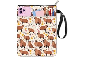 craspire Housse de Protection Zippée Capybara avec Pochette Supplémentaire Tissu Lavable Imprimé Animal Recto Verso pour Carnet de Notes Livre de Poche Livre à Couverture Rigide