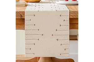 Avalune Camino de Mesa Boho Marrón Beige Moderno Otoño Algodón Tejido Vintage Estilo Granja Mantel Estrecho Lavable Camino de Mesa para Boda Fiesta Decoración de Jardín Doméstico 30x180 cm
