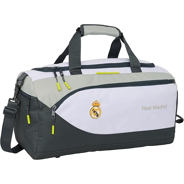 safta Real Madrid 1a squadra 24/25 - Zaino adattabile a carrozzina, ideale per bambini di diverse età, comodo e versatile, 32 x 15 x 42 cm, bianco/grigio, 21,5 l, bianco/grigio, Estándar, Casual