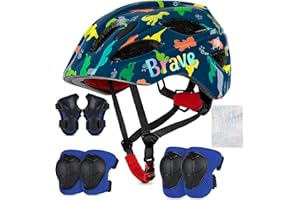 EllaSeek Kinder Fahrradhelm Knieschoner Protektoren Set Ellenbogenschützer Handgelenkschoner für 3-8 Jahre Mädchen Helm Skaterhelm mit DIY Aufklebern Für Jungen Skates Rollschuhe Skateboard Fahrrad