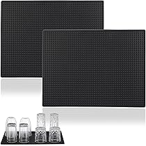 PVC Sottobicchiere Antivari Stuoia barra Quadrato gomma spessore Tappetino antiscivolo Tappetini antigoccia Cocktail Tazza tè Tazza Cucina impermeabile Servizio bar Mat(L-black