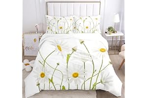 IUNTWEIE Set Copripiumino Matrimoniale 240x220, Motivo Margherita Floreale 3D Biancheria da Letto Per Bambini E Adulti 1 Copripiumino 240 x 220 cm + 2 federe 50 x 75 cm