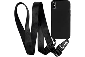 MyGadget Funda para iPhone X | XS - Carcasa con Cuerda en Silicona TPU Suave con Cordón - Case y Correa Colgante Ajustable - Color Negro