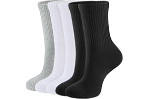 CLOSEMATE 5 Pares Calcetines Deporte Mujer Altos de Algodón Antiampollas Antideslizantes Largos Transpirables Deportivos Trail Running Pedel Tenis Blancos Negros