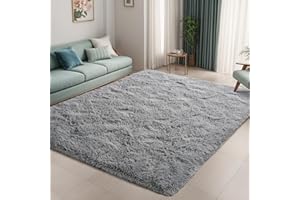 KAZAMI Living Room Large Fluffy Rug Area Rugs Soft Rugs Antiskid Shaggy Rug Modern Floor Carpet for Bedroom Kids Rooms Decor (Grey, 80×160cm)