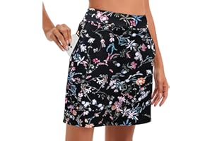 Timuspo Damska spódnica tenisowa ze spodniami, krótka spódnica ze spodniami, z kieszeniami, na lato, do golfa, wędrówek, biegania, jazdy na rowerze