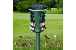 BULAGE Katzenschreck Ultraschall Solar Tiervertreiber, Marderschreck mit Sensor-Blitzleuchte Katzenabwehr Marderabwehr Garten Wasserdicht 4 Modus Waschbär Abwehr für Katzen Hunde Marder Mäuse Vögel