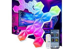 LPDISPLAY 10 Pack Smart Led Hexagon, Hexagon Led Hexagon Light Panels, 55mm Side Length With Rgb-Ic, Color Changing, Music Sync, Time Switch For Indoor Decor, Gaming Room