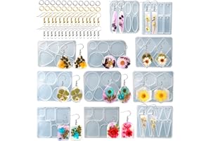 Attuslla 11PCS Molde Silicona Pendientes Resina Silicona Moldes de Joyería, Moldes de Resina de Silicona, Pendientes y Anillos de Salto para Joyería Pendiente Bricolaje