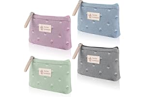 PBUSPU Lot de 4 Petites Trousses de Maquillage, Sac à Cosmétiques à Glissière, Sac à Cosmétiques à Motif Floral pour Les Cosmétiques, la Papeterie, Les Cartes de Changement