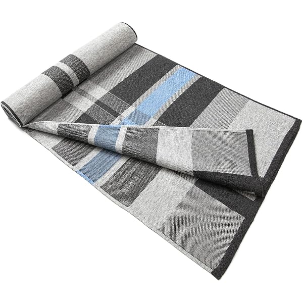 Rotfuchs Sciarpa Uomo A Quadri In Pura Lana Merino - Beige/Grigio, 190x38 Cm, Made In Germany