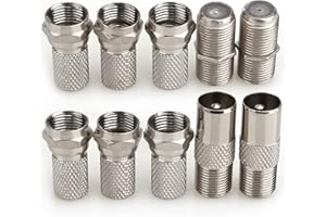 JEEUE F Plug Connectors Waterproof Micro Screw/Twist On Aerial Coaxial Cable RG6 for Satellite TV Sky NTL (silver)