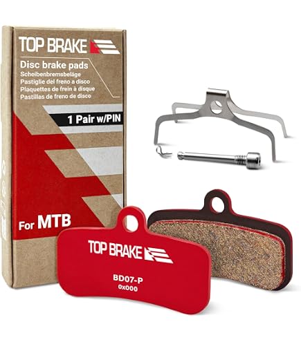 Plaquettes De Frein TOP BRAKE Pour Vélos Électriques - Compatibles Shimano Deore, TRP Hylex, TEKTRO Orion - Version Or Avec Goupilles