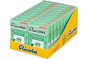 Ricola - 20 Boîtes de 50g -Bonbons aux Plantes Suisses - Parfum Eucalyptus - Rafraîchissant - Sans Sucres -