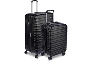 Amazon Basics Hardside Luggage ABS Hard-Shell Spinner / Suitcase with 4 Wheels, 2 Piece Set (55, 78 cm), Black