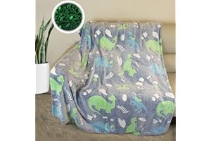 HSGLGNA Manta infantil de dinosaurios que brilla en la oscuridad, diseño de dinosaurios, manta suave de microfibra mullida, regalo ideal para los amantes del dinosaurio (dinosaurio B, 150 x 200 cm)