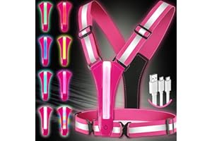 ‎TOPWARD Topward Led Warnweste Sicherheitsweste für Fahrrad Motorrad Auto Joggen - 360°reflektierendes Band mit Ultrahellen Licht, Verstellbare, wiederaufladbar per USB-C, Warnwesten für Kinder und Erwachsene