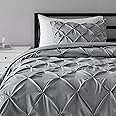 Amazon Basics - 2 Piece Comforter Bedding Set, Pinch-pleat detailing and piped edges, Twin XL, Dark Grey