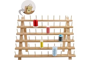 New brothread 60 Carretes Organizador de hilo de madera/estante de hilo con ganchos para colgar para bordar, acolchar y coser hilos