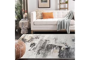 JURLEA Tappeto Zona Antiscivolo Astratto Tappeti per Soggiorno balcone giardino sala da pranzo Morbido Lavabile Carpet (160 x 200 cm, Grigio Beige/Giallo chiaro)