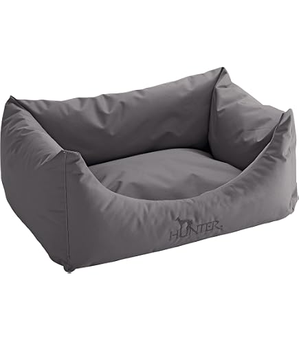 HUNTER Hundesofa BOSTON (Größe S, Grau) – Gemütliches Hundebett Mit Wendekissen, Rutschfester Boden, Waschbarer Bezug
