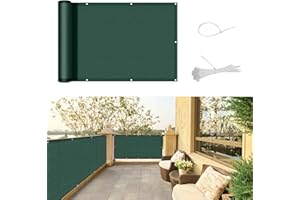 SUNNY GUARD Frangivisto Balcone 100x300cm Protezione Balcone Privacy,Protezione UV,Antivento e Impermeabile Ringhiera Copertura per Giardino terrazza con Fascetta,Verde
