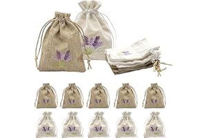 LONNALEE Lawendowe woreczki zapachowe, zestaw 10 saszetek do napełniania, torby z juty ze sznurem, naturalnie sucha torba lawendowa