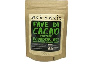 ASTENSIS, Fave di Cacao Tostate Ecuador, Arriba Nacional Superior Summer - 250 gr - Fave Cacao Intere TOSTATE - Altissima Qualità - Ecuador 250g