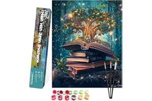 Bougimal Painting By Numbers adultos paisaje sin Marco incluyendo pinceles y pinturas acrílicas - 40 x 50 cm, Árbol mágico