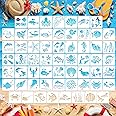 60 Pièces Mer Thème Pochoir Paint Stencils Kit, Réutilisable Dessin Peinture Avec Sirène