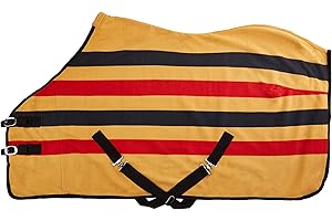 Cwell Equine FLEECE HORSE RUG cooler stable travel show NEWMARKET STRIPE (5'0")