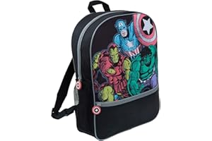 Marvel Comics Avengers Kids Backpack Large Back To School Bag Travel Rucksack Black Bag For Boys Girls Adults Back Pack with Drinks Holder