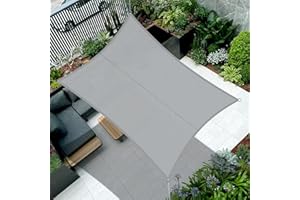 Cool Area Voile d'ombrage Rectangulaire 2.5x3m Imperméable Toile Ombrage 95% UV Protection pour Patio Balcon Jardin Terrasse Extérieur-Gris