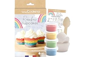 ScrapCooking - Kit Cupcakes Rainbow - con Lievito Colorante, 40 Calce, Cucchiaio Dosatore e Ricette - Arcobaleno - 3787