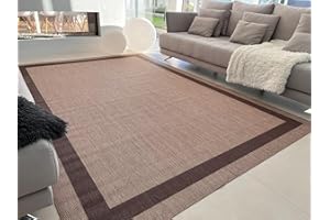TEJIDOS EL MUNDO Alfombra vinilica de Tejido Trenzado de Alta Gama Lavable Antideslizante Alfombra Resistentes para Salon Cocina baño Pasillo - 120x180 cm., GRECA-Beige