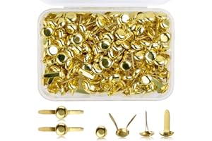 ZHENLE 200 Pcs Split Pins, Paper Fasteners Metal Mini Brads, 8mm x 12mm Round Scrapbooking Brads Split Pins with Storage Box for Paper Craft DIY Stamping Scrapbooking (Gold)